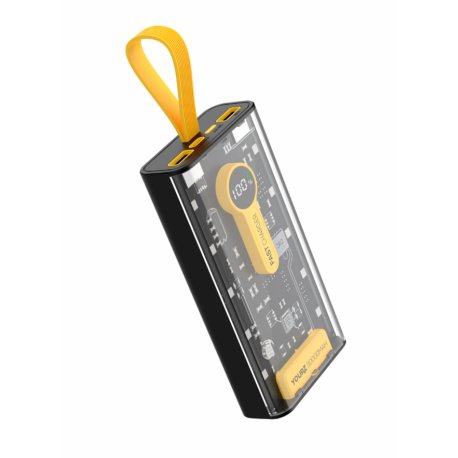 Power Bank Yourz R35 10000mAh Carga Rápida 22.5W con Cables Integrados y Pantalla LED