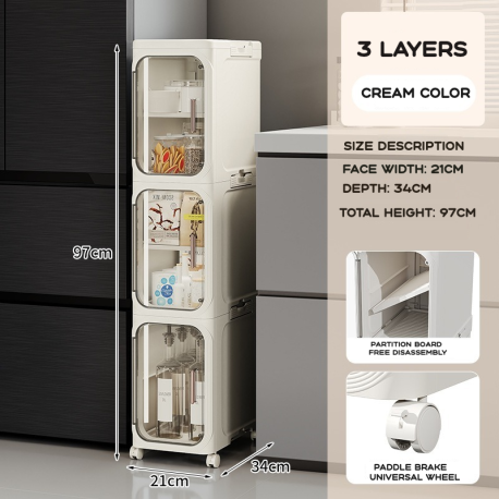 Estante armario plegable con ruedas 3 niveles