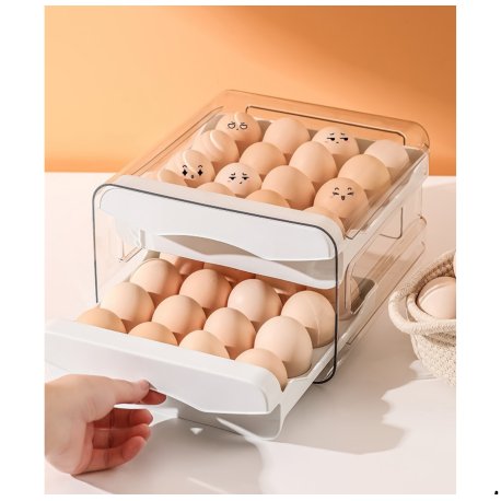 Huevera organizador de huevos  Cajon 2 Pisos 32 Huevos