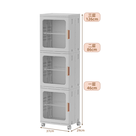 Estante armario plegable con ruedas 3 niveles